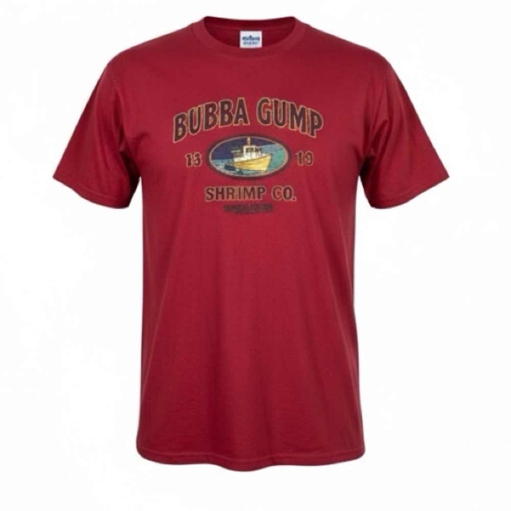 *New Bubba Gump Shrimp Co Mens Short Sleeve T-Shirt Red Distressed Boat Size XXL